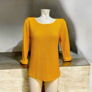 Sparkle & Fade boat neck, 3/4 rolled sleeve, golden yellow, sweater, size S